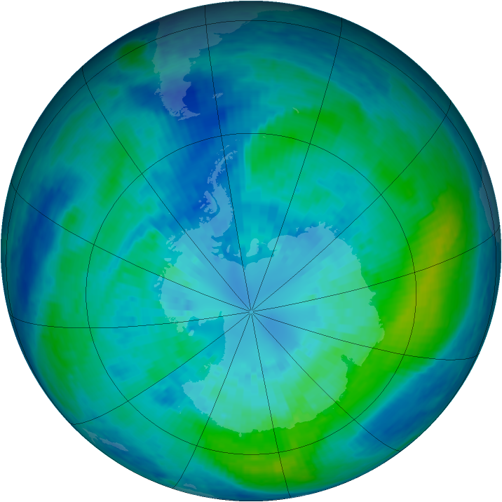 Antarctic ozone map for 30 March 2004